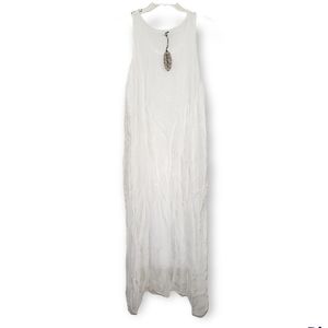 Laura Moretti Italian White Silk Maxi Dress One Size